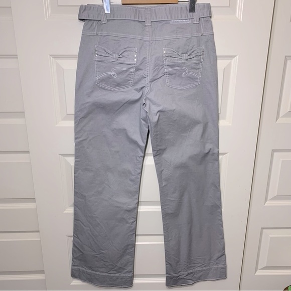 Not The Same N.T.S UK Gray Straight Wide Leg Pants Mid Rise Belted Waist 30" - Picture 10 of 16